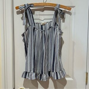 Ultra Flirt, Striped Blue and White Women's Top, Size Medium